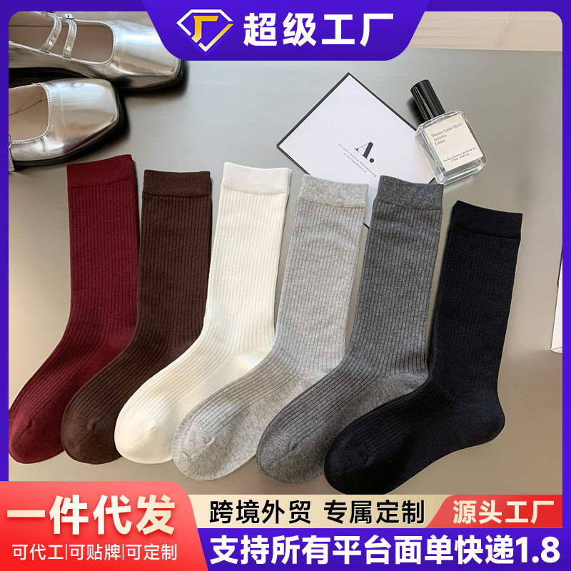 2025春秋新款女袜中筒堆堆袜女纯色安可拉红袜子拉拉百搭袜子批发|undefined