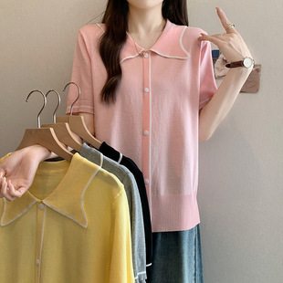 Plus Size Women's Clothing 2025 Summer New Loose Slimming Look Knitted Tops Fat mm Versatile Ice Silk Short-Sleeved T-Shirts