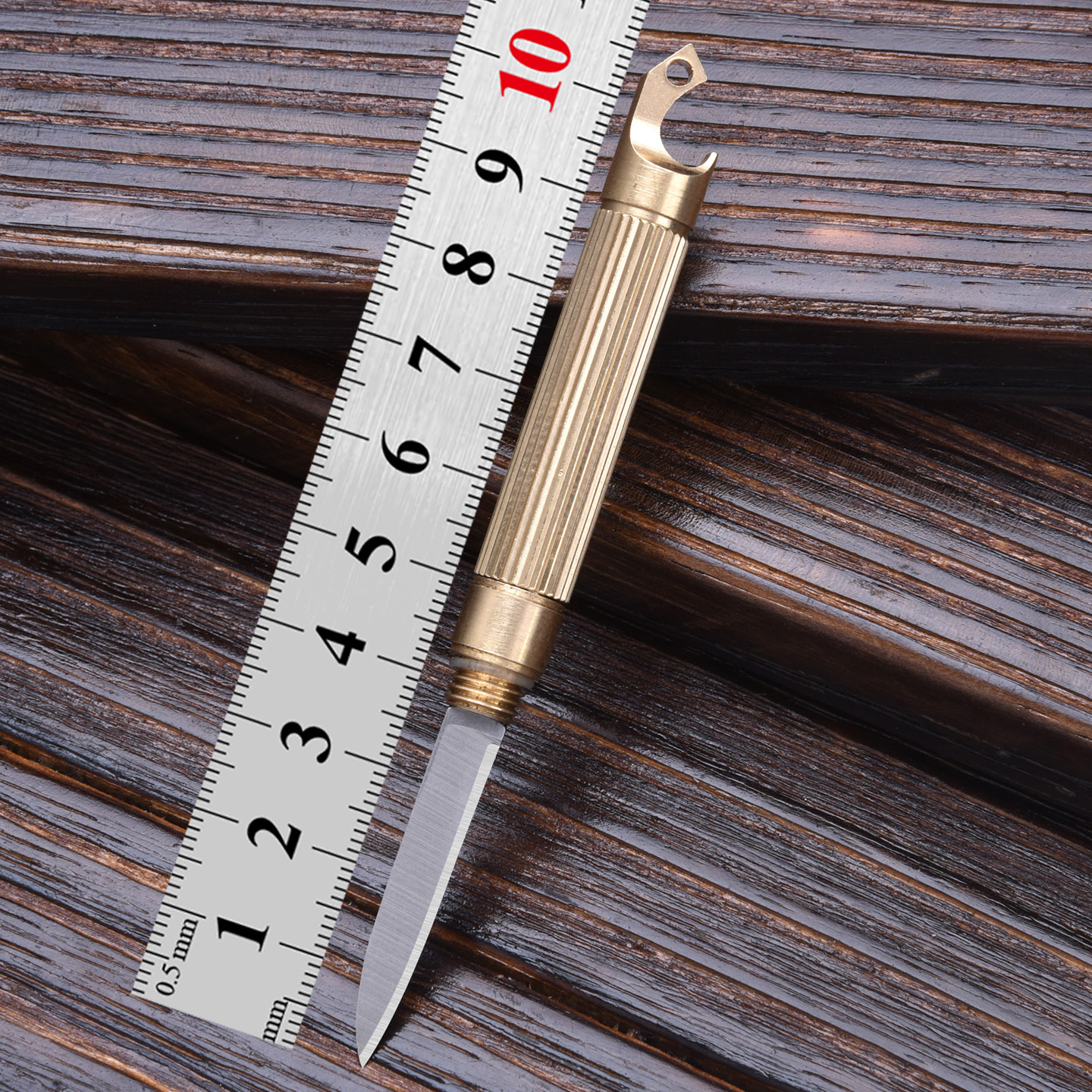 厂家批发迷你黄铜钥匙扣小刀户外多功能锋利管子刀起瓶器开箱小刀