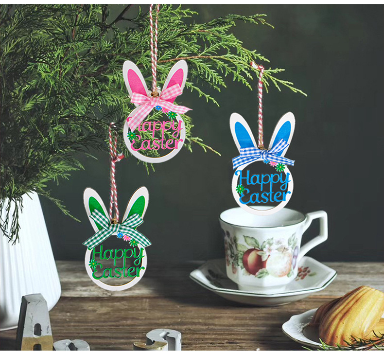 Simple Style Rabbit Letter Wood Boxwood Daily Festival Hanging Ornaments display picture 5