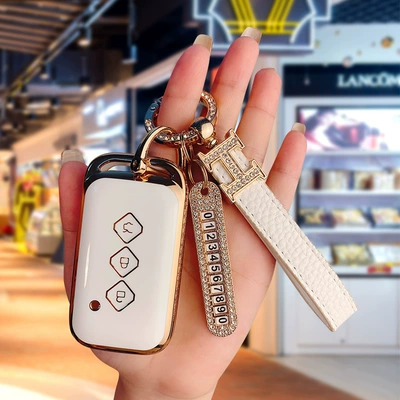 Car key bag – buckle - type-c-white-white-h-rope-silver-number-plate