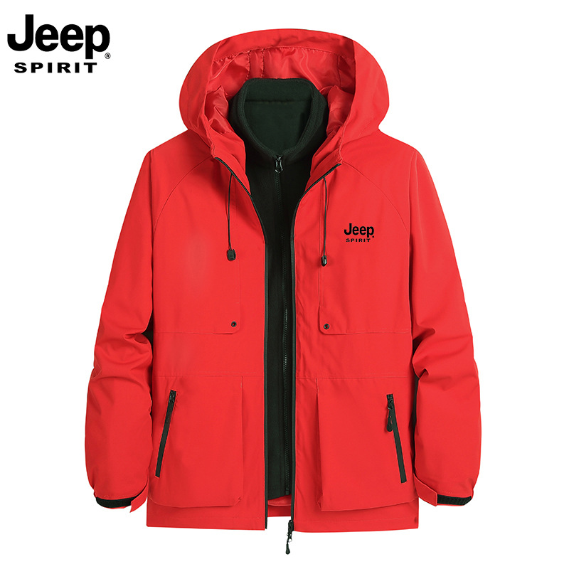 JEEP SPIRIT Jeep Fashionable Jacket for Men and Women, Autumn and Winter Windproof and Waterproof 3-in-1 Coat, Trendy Group Purchase