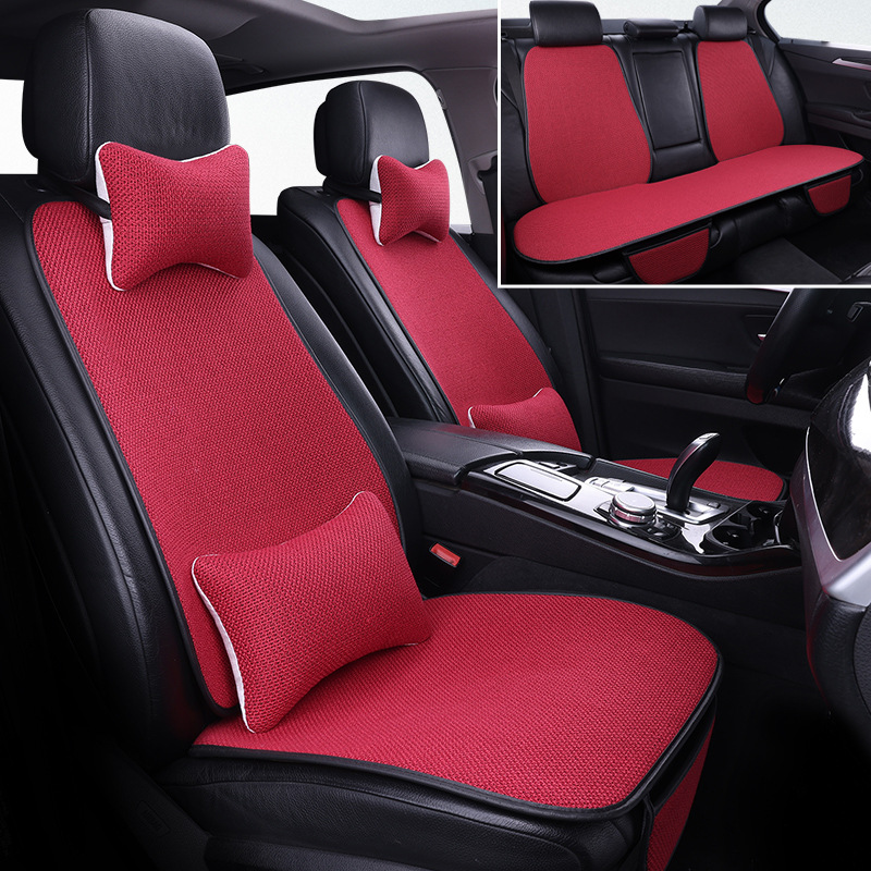 Nuevo cojín de automóvil de lino, cuatro estaciones, algodón y lino transpirable, cómodo y antideslizante, cubierta de cojín integral de estilo comercial