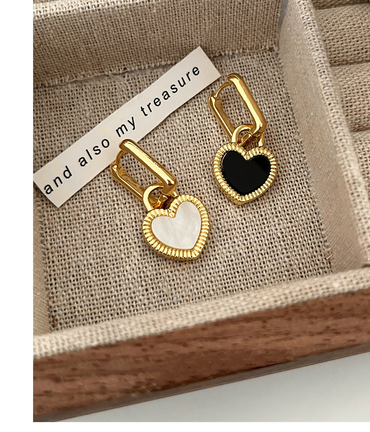 1 Pair Simple Style Heart Shape Enamel Plating Alloy 18k Gold Plated Drop Earrings display picture 1