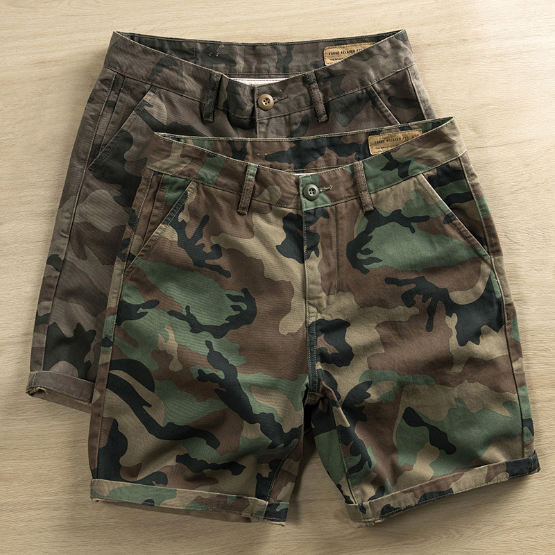 Summer American Multi-Pocket Camouflage Cargo Shorts Men's Casual Loose Mid-Length Shorts