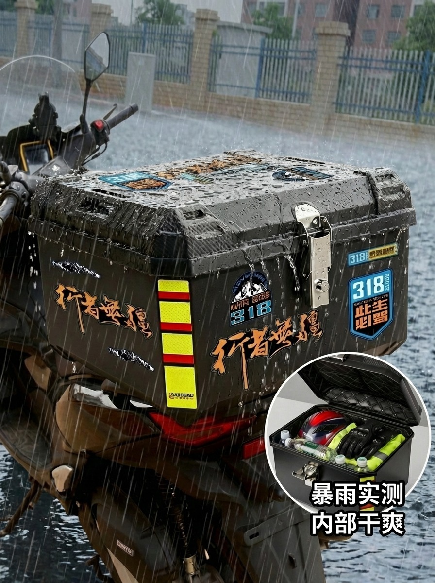 Cool Qibao Motorcycle Electric Vehicle Trunk, Large Capacity, Quick-Release, Waterproof Design, Sturdy and Durable, No Abnormal Noise