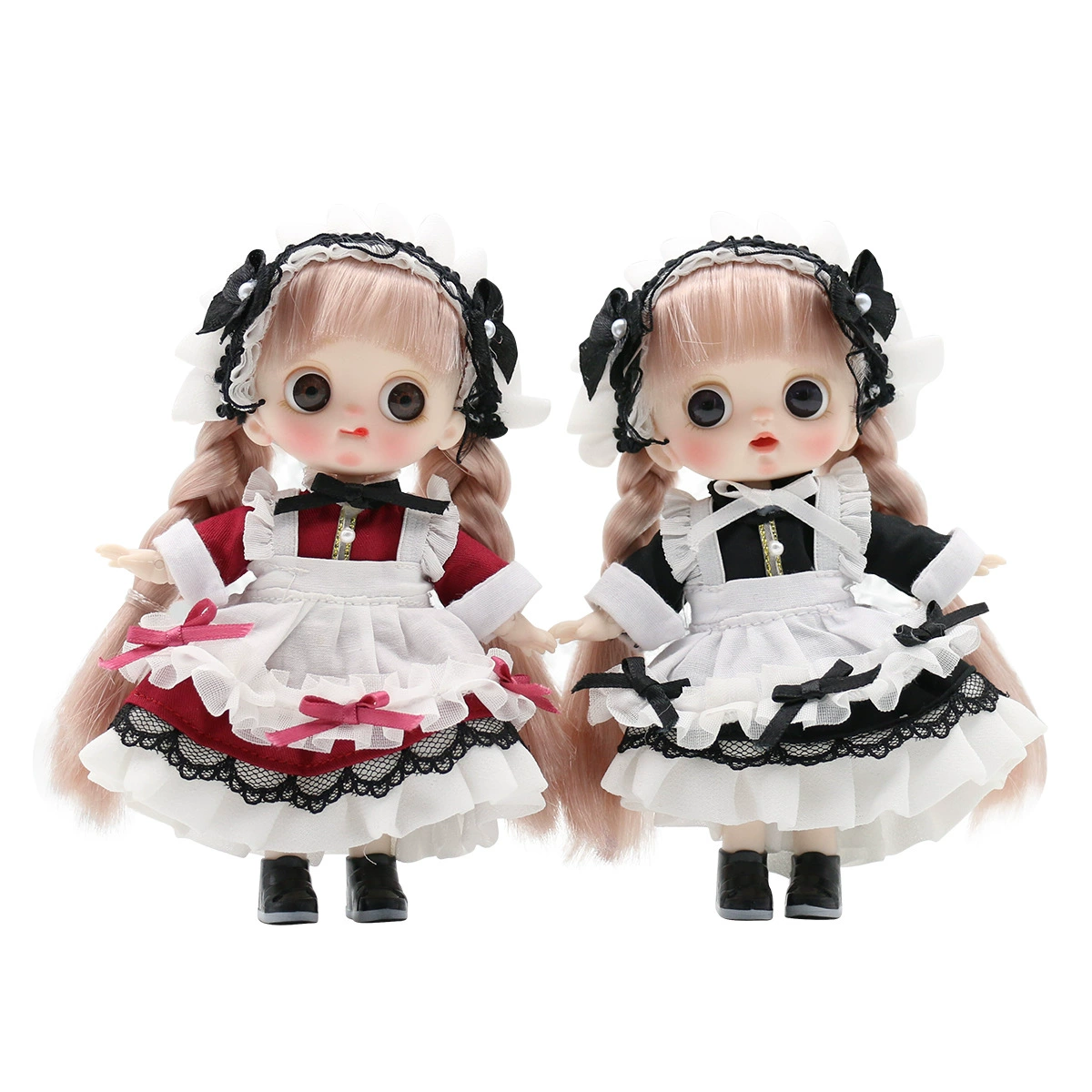 Кукла OB11 BJD 12 см, наряд горничной, кофейное платье с повязкой на волосы