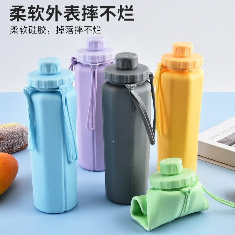 Silicone foldable water cup, running soft water bottle, mini outdoor sports travel portable compressible soft cup, travel cup