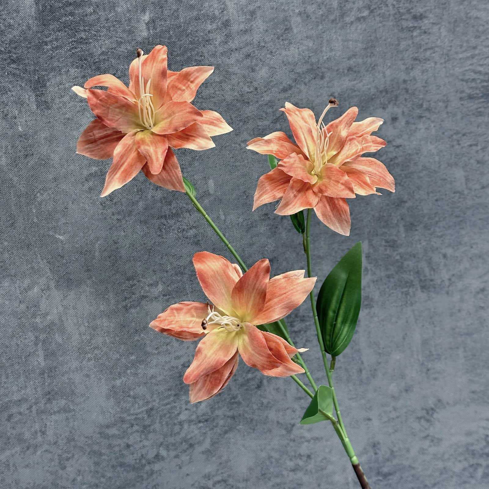 Impresión de flores de simulación 3 cabezas lirios decoración del hogar decoración de bodas decoración de flores falsas al por mayor