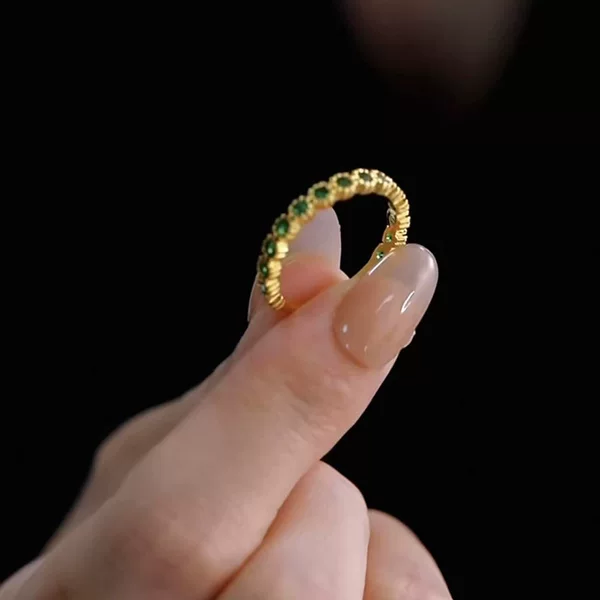 Emerald Rig Ring Ins European and American Cross-border Green Ghost Opening Finger Ring Cold Style Personalized Retro Ring