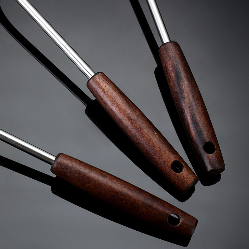 Colador de acero inoxidable, colador de alambre con mango de madera, colador de harina para hornear, colador grande, olla caliente, cuchara para freír, cocina casera