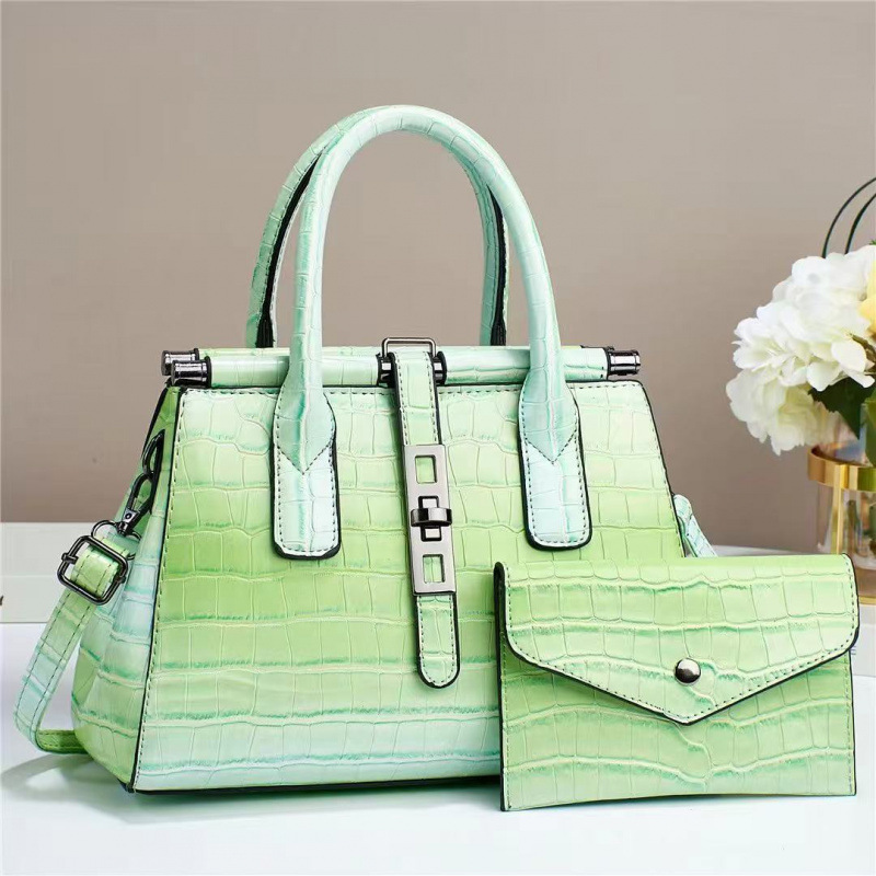 Dos piezas de paquete de bolsos de mano con patrón de cocodrilo, bolsos de hombro de temperamento versátil, mochila de moda casual, cross-border bgas