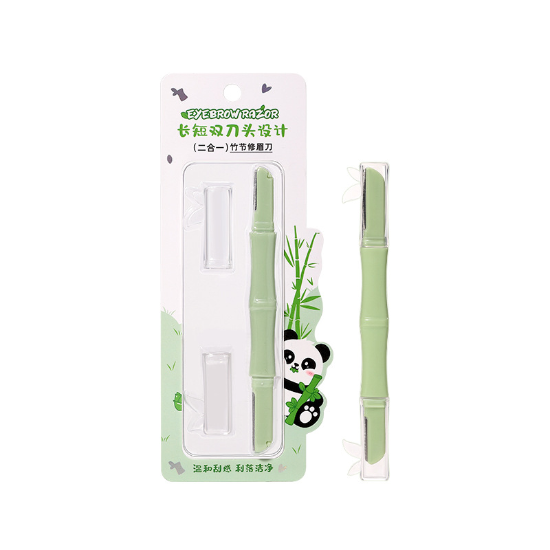 LMLTOP Bamboo de doble cabeza de cejas de doble propósito, cuchillo de corte de cejas de tamaño pequeño, cuchillo de raspado de malla de dos en uno, SY362