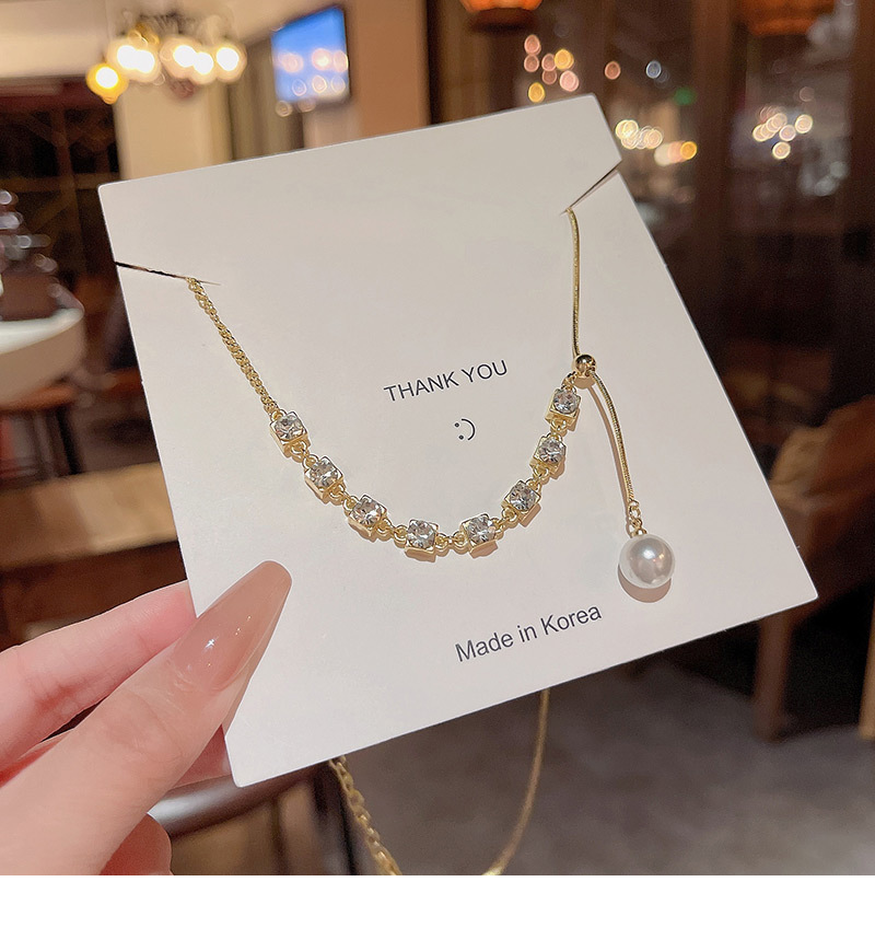 Fashion Geometric Alloy Inlay Artificial Pearls Rhinestones Womenu0027S Necklace 1 Piece
