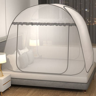 Mongolian Yurt Mosquito Net Installation-Free Home Bedroom Double Bed Children's Anti-Fall Student Dormitory Pattern Tent Mongolian Yurt Style