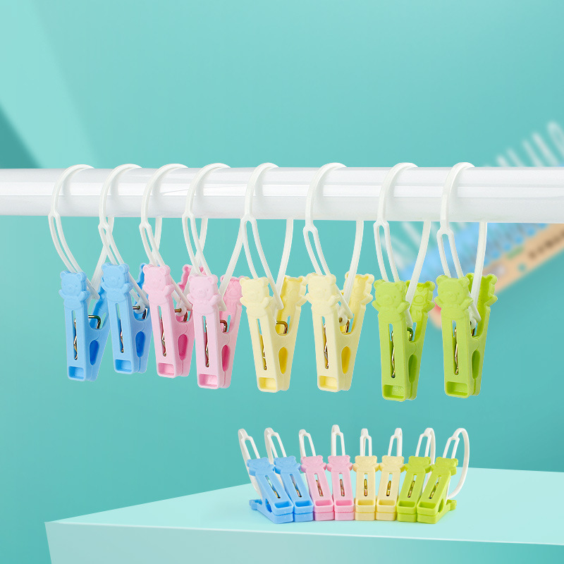 Small clip with lanyard plastic clip windproof fixed clothes drying seamless towel socks clip travel clip 15 PCs