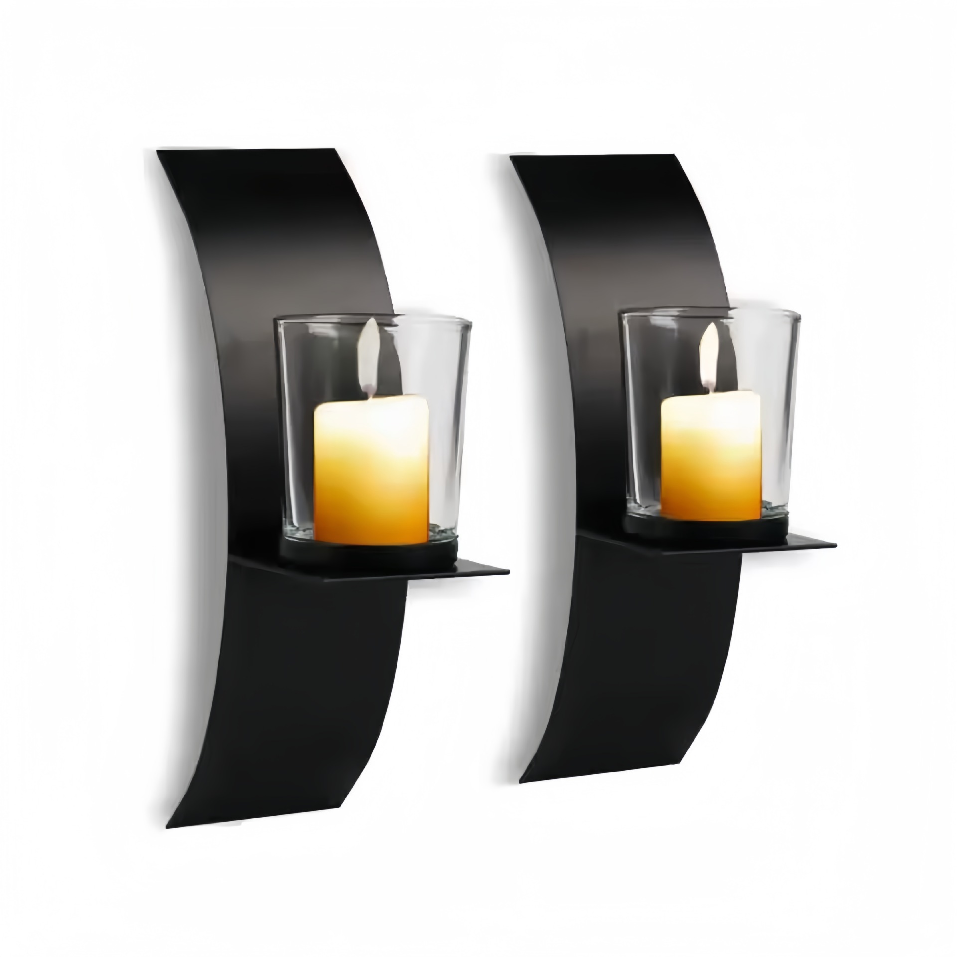 Transfronterizos ins tridimensional arco de pared candelabro negro hierro forjado modelo de vela de pared decoración de la casa colgar bandeja de velas