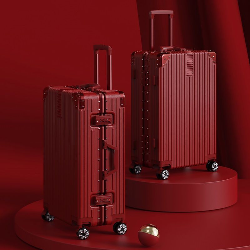 Bride's Wedding Suitcase Red Dowry Trolley Suitcase Wedding Dowry Password Box Female Wedding Box Pair
