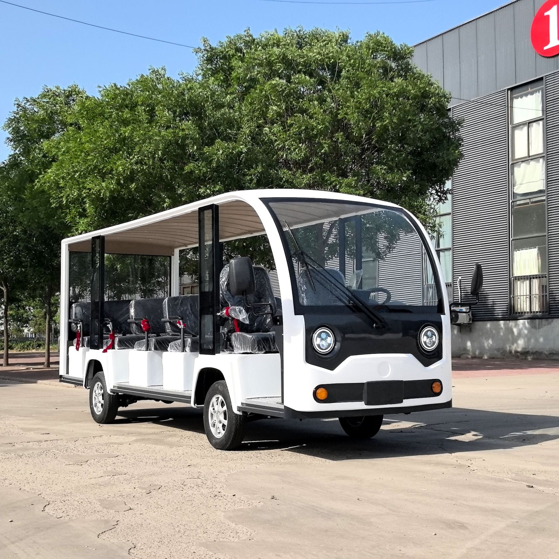 New 14-seater sightseeing vehicle for scenic areas, tourist homestays, factory and park transportation, farm shuttle, open-type sightseeing vehicle