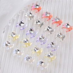 樹脂飄帶美甲鑽～日系新款冰透蝴蝶結美甲飾品愛心平底異形鑽批發