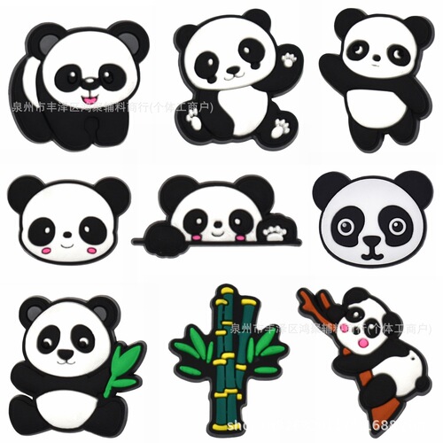 Cartoon Panda Shoes Hole Hole Shoes Accessory DIY Removable Lazy Person Shoelace Clips Slippers Shoelace Decorative Clips Cross-border
