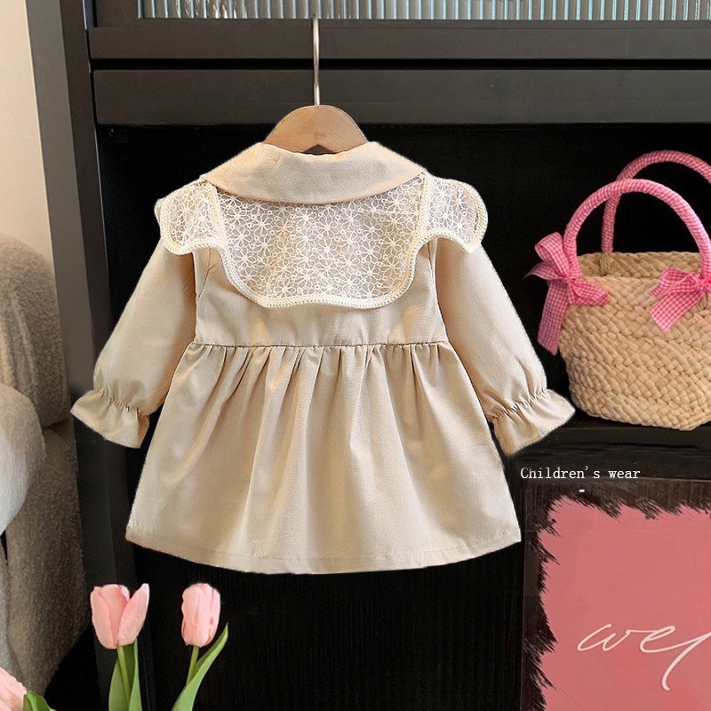 Manteau coupe-vent pour filles printemps automne 2023 nouvelle version coréenne mi-longueur petite et moyenne enfants bébé_voghion.com