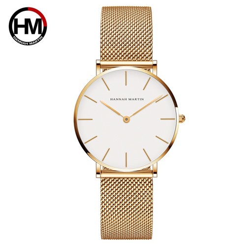 Gold white plate 36mm diameter Japanese movement quartz watch cross-border exclusive for Amazon women's watch waterproof women's watch