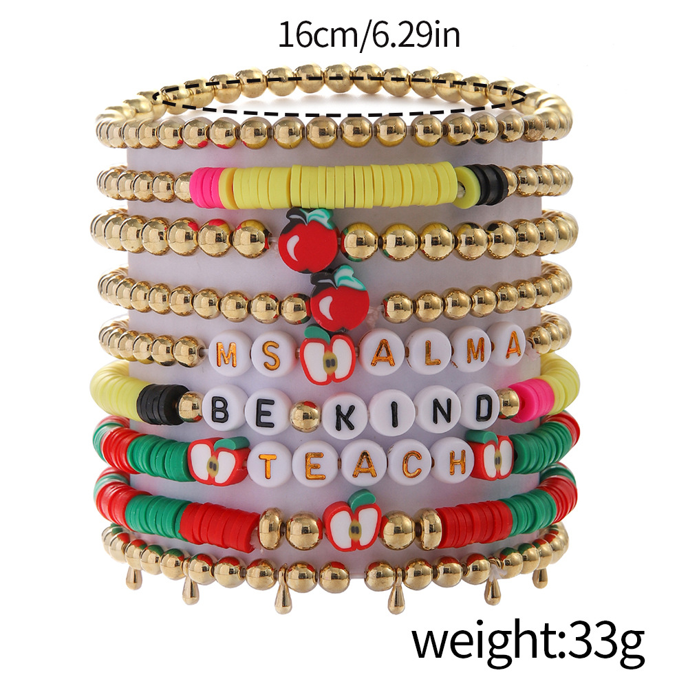 35g Weight CCB Pendant Material Bracelets Classification soft clay Chain Material 1 Set Quantity Holiday, Daily Occasion CCB, soft clay Material Teachers' Day Festival Letter, Heart Shape Pattern Women's Gender Casual, Simple Style Style Casual Simple Style Letter Heart Shape CCB Soft Clay Wholesale Bracelets 无