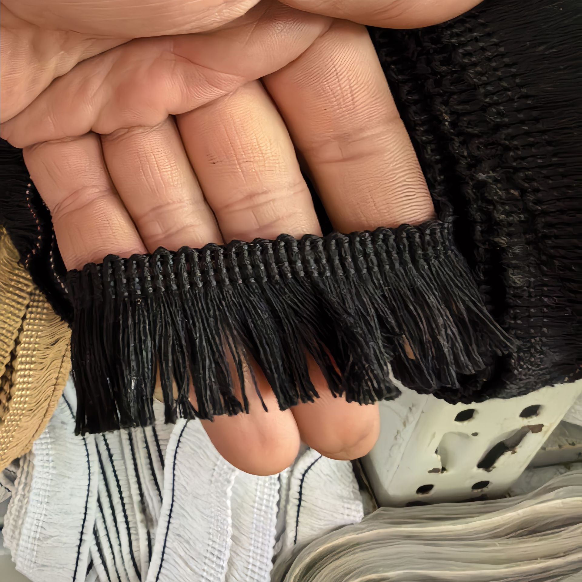 Inventario de 3CM espessado algodón barbudo pendientes almohada decoración bordilla encaje cojín cortina accesorios de decoración artesanal