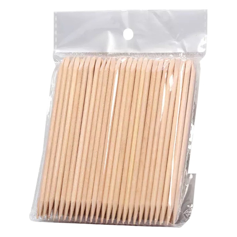 Cross-border manicura naranja palo multifuncional 100 piezas un paquete de doble cabeza de belleza palo de madera palo de haya en stock al por mayor