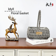 伴手礼花蓝柳编草编铁艺手提花篮藤编花盆插花篮田园多肉多肉专用