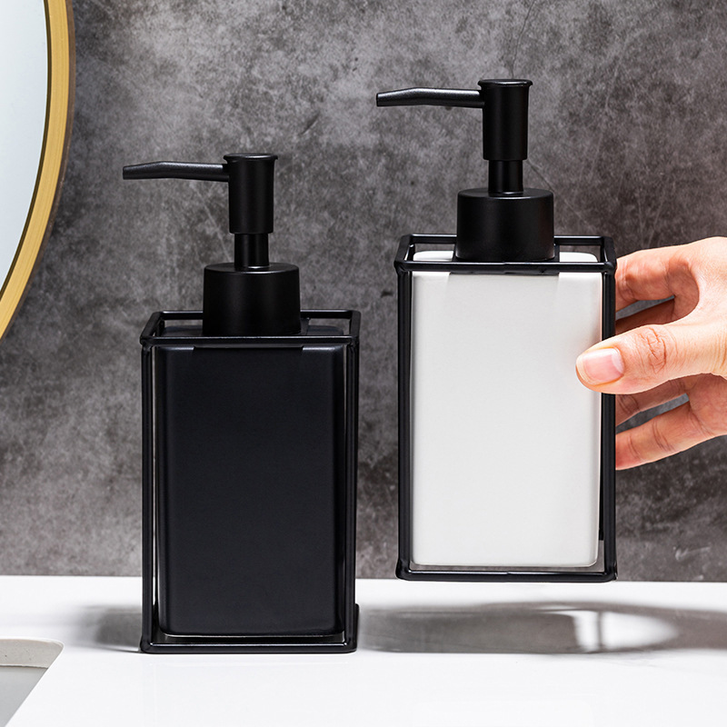 Dispensador de Jabón Líquido de Cerámica y Metal de Presión para Baño