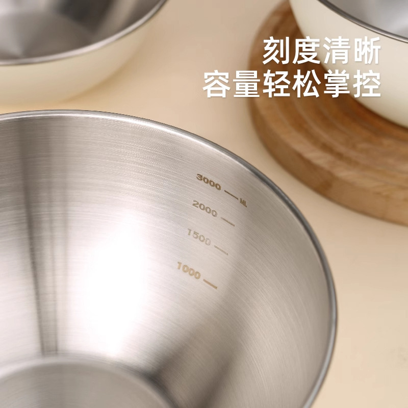 ミルク白ステンレスサラダボウル家庭用凉練料理ボウルと麺揉み卵料理ボウル果物サラダボウル|undefined