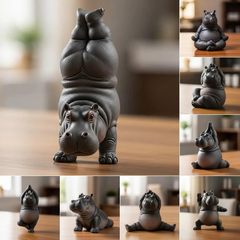 クロスボーダーかわいい中庭シミュレーション動物リビングルームデスクトップ樹脂装飾品不器用なヨガマスターカバ