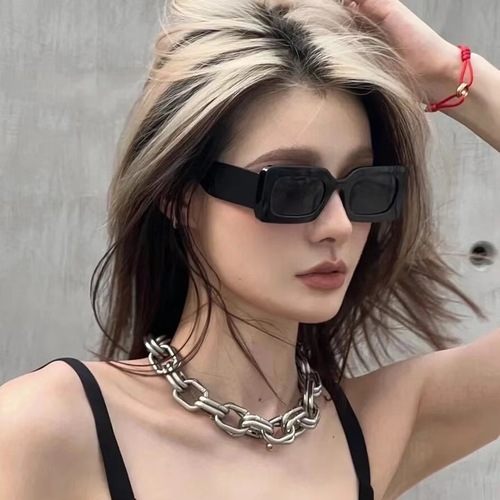 New Style European and American Street Fashion Stylish Glasses for Women Trendy Internet Celebrity Face-Slimming Square Sunglasses for Couples
