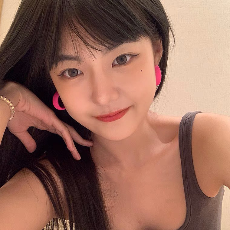 Ins Barbie Pink Earrings for Women Korean Style Earrings for Women Autumn and Winter Earrings Earrings Ear Clips Mosquito Coil Discs Without Pierced Ears