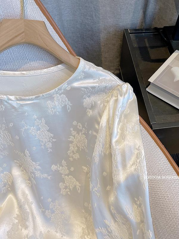アセテート新中国風の女性の国民風刺繍コントラストカラーシャツ 2025 春宋錦インナー改良唐スーツトップ|undefined