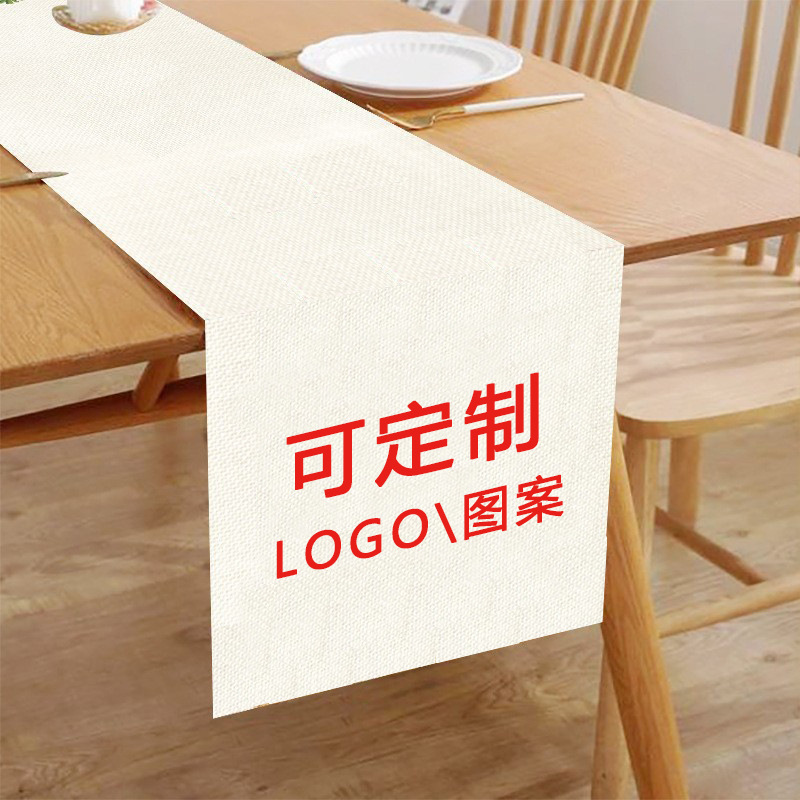 Transfronterizo impresión de lino tabla bandera de logotipo ajustable tabla decoración del hogar tabla bandera de mesa decoración de restaurante impresión de lino