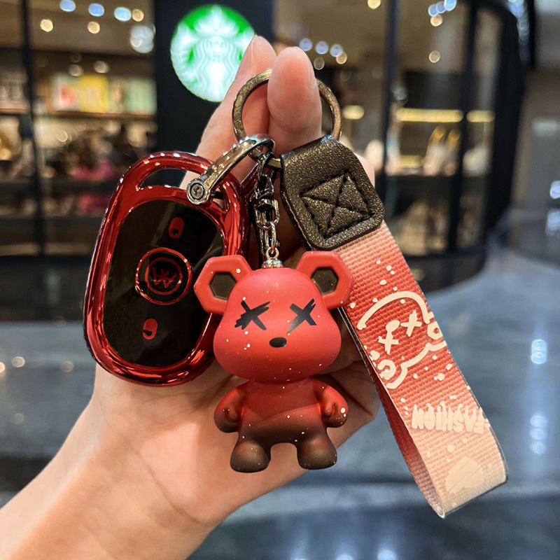 전기 자동차 D [활력 레드] 싱글 쉘 + 레드 폭력 곰 펜던트