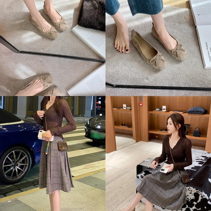 牛皮葡萄妈超软方头秋豹纹浅口蝴蝶结粗跟单鞋女气质百搭小|undefined