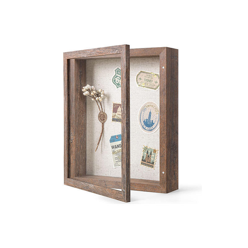 Three-Dimensional Hollow Magnetic Photo Frame with Open Cover, Cotton Cloth Shadow Box for Photos and Dried Flowers, Vintage Artistic Decorative Picture Frame