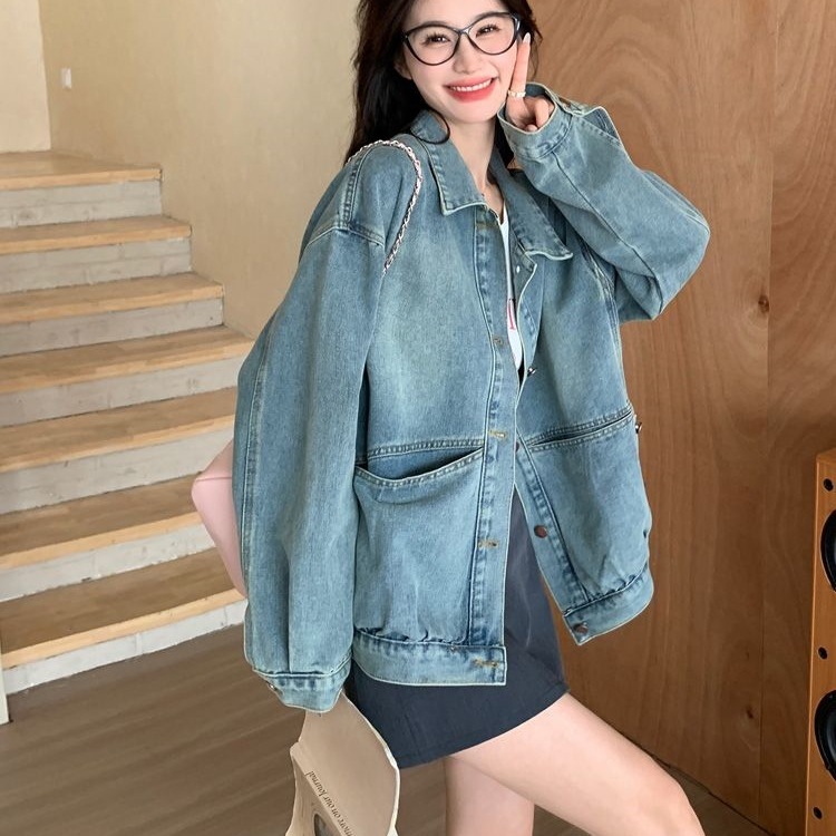 复古牛仔外套女2025春秋新款韩版慵懒风小个子宽松休闲夹克短上衣|undefined