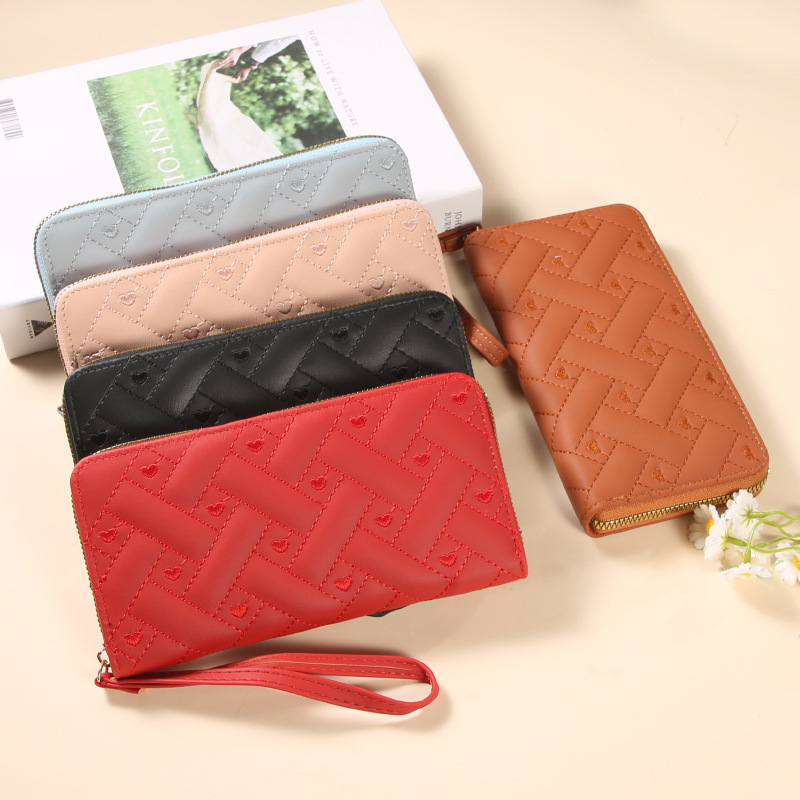 Cross-Border New Style Women's Wallet, Long Style, Large Capacity, Single Zipper, Embroidered, Multi-Card Slots, Wallet, Clutch Bag, Wallet for Women