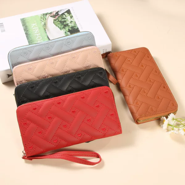 Cross-Border New Style Women's Wallet, Long Style, Large Capacity, Single Zipper, Embroidered, Multi-Card Slots, Wallet, Clutch Bag, Wallet for Women