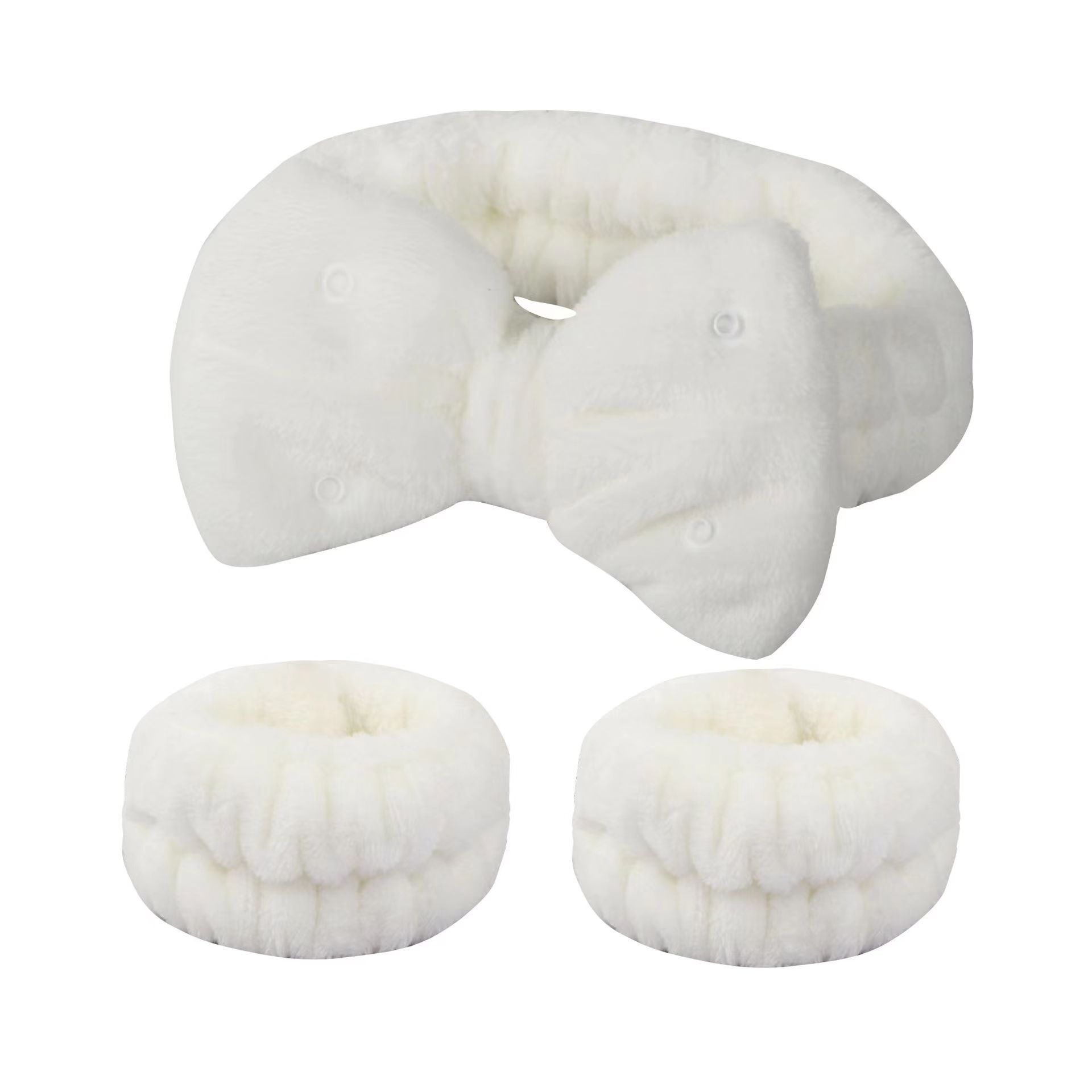 Nueva banda de pelo de estilo coreano para niñas lavado facial removedor de maquillaje multifuncional botón a presión pajarita pelo Color sólido