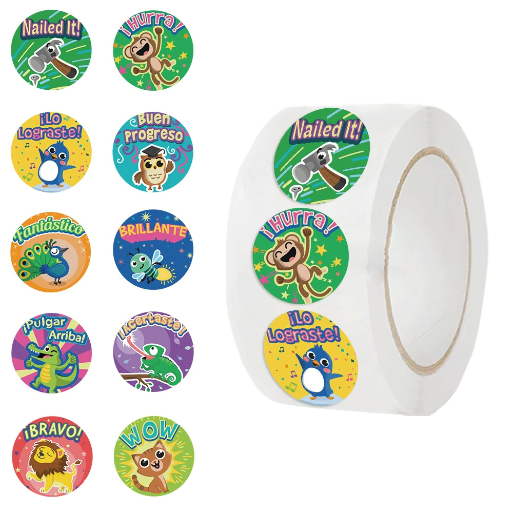 500 листов/рулонов рулонов наклейки трансграничная горячая лента мультфильм ручной счет животных конверт DIY водонепроницаемая печать наклейки