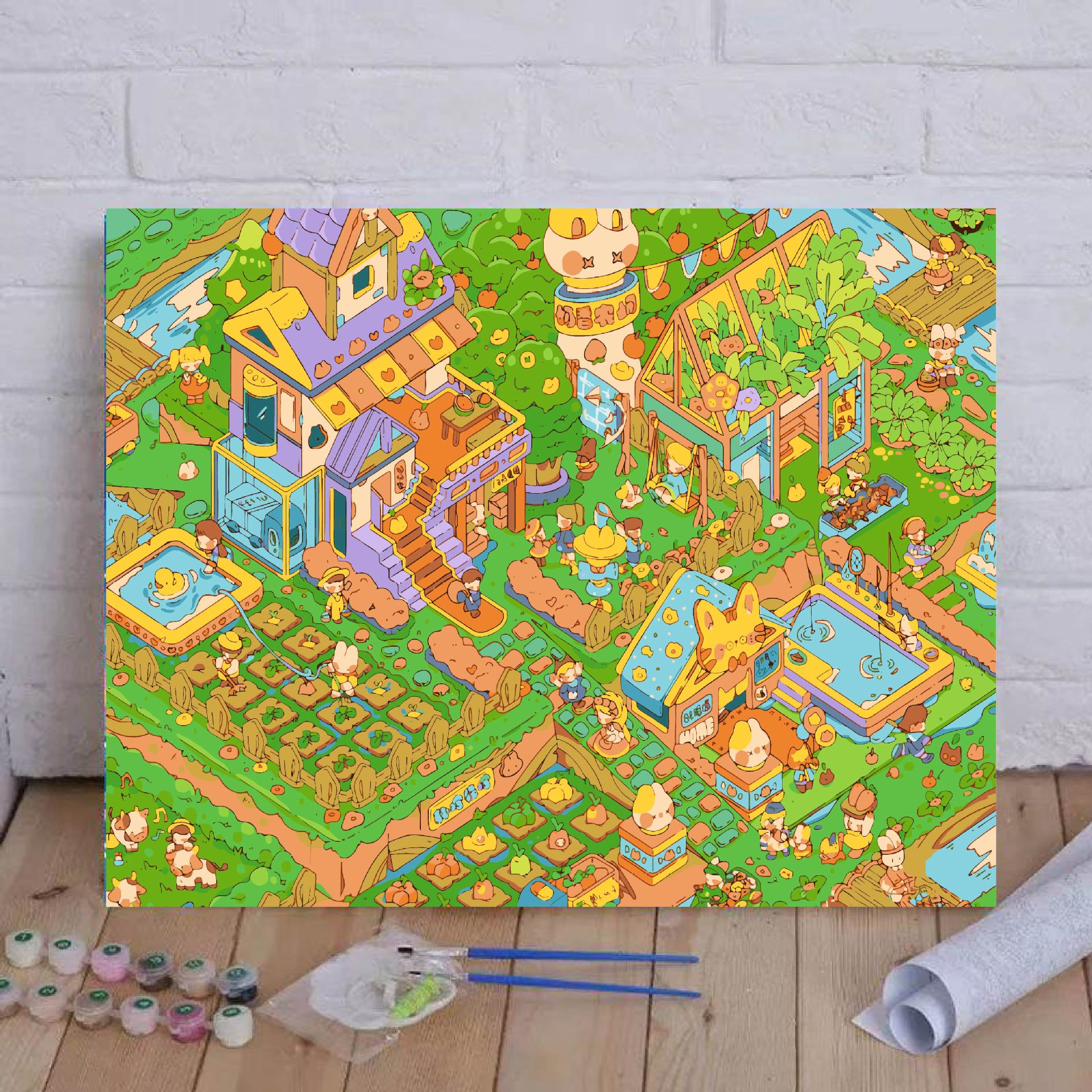 Diy pintura al óleo digital Leek Fragrance Town serie de colección de autenticidad encantadora pintura decorativa de relleno de mano cálida