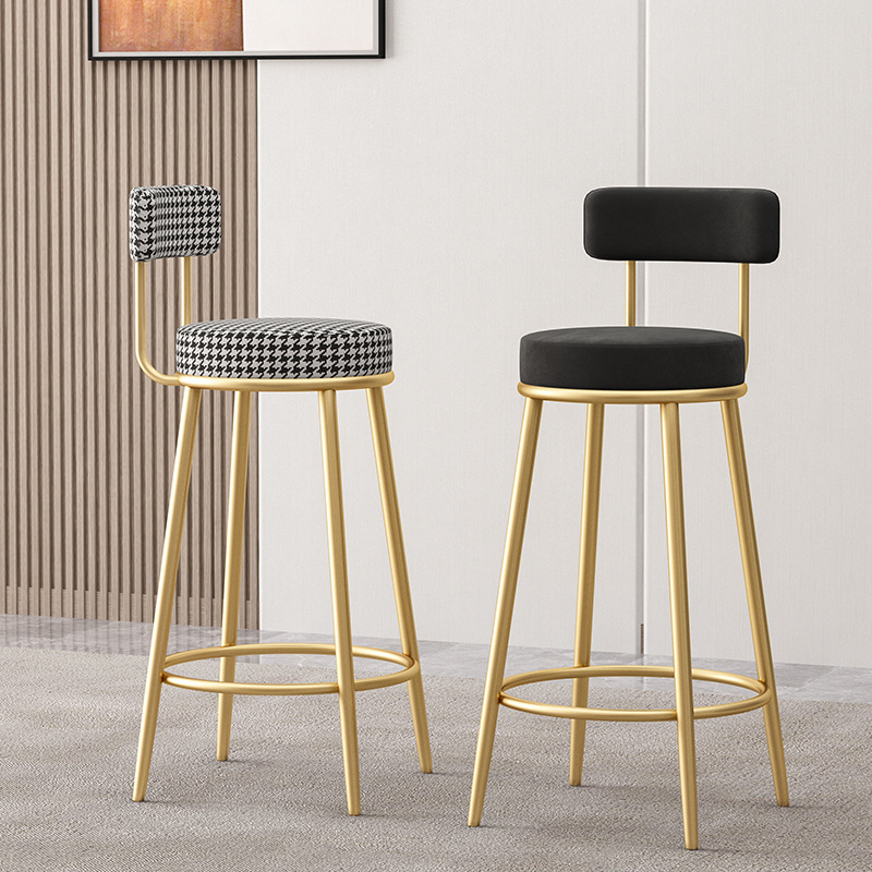 Nordic wrought iron bar stools, minimalist modern light luxury home bar stools, front desk bar chairs, internet celebrity chairs, high back leg stools