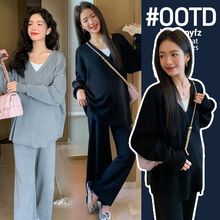 孕妇装套装秋冬装新款针织慵懒风套装宽松