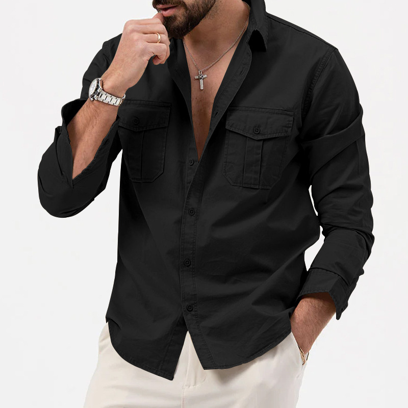 Men's Solid Color Blouse Men's Clothing display picture 28
